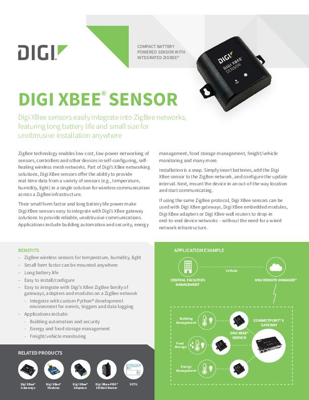 XBee Sensors Product Datasheet