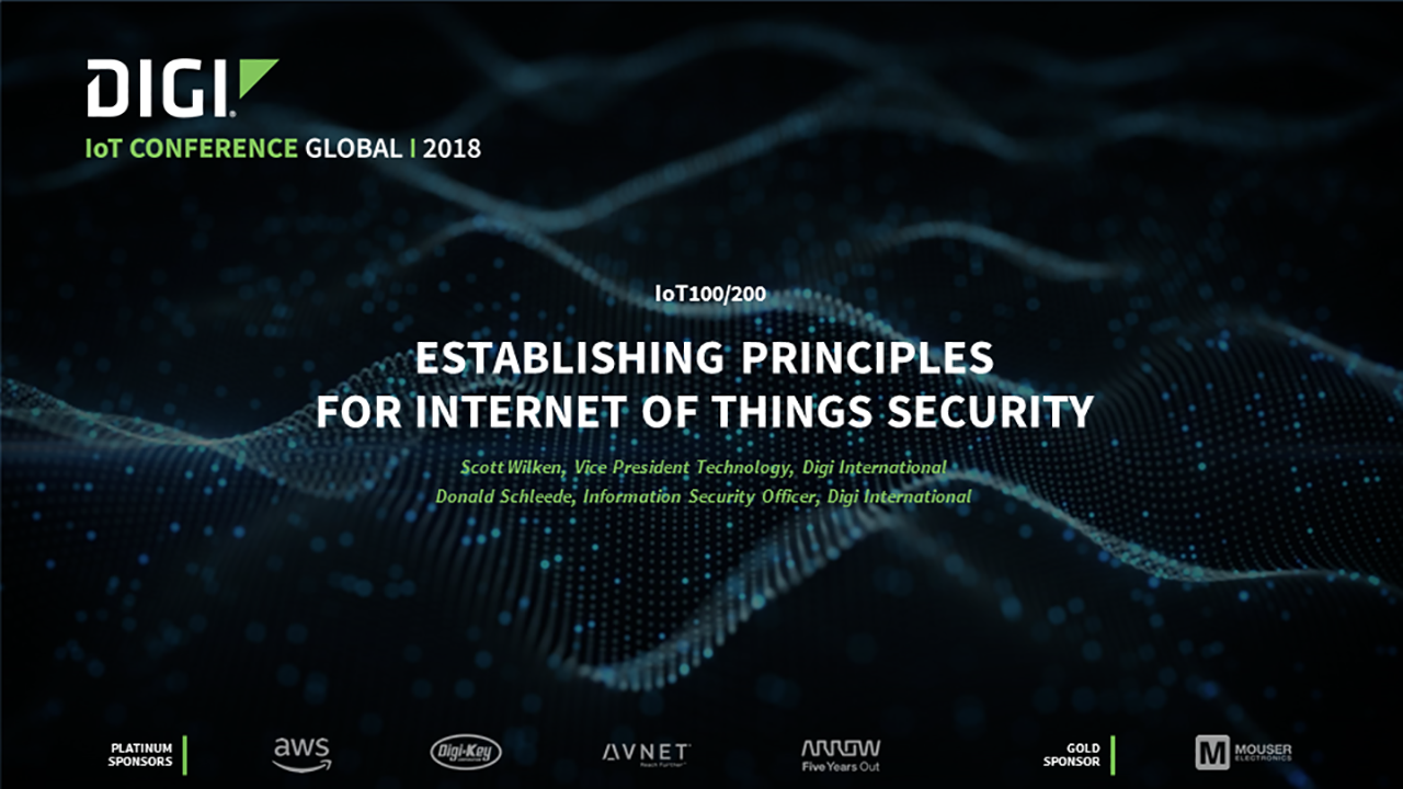 Establishing Principles for the Internet of Things (IoT) Security